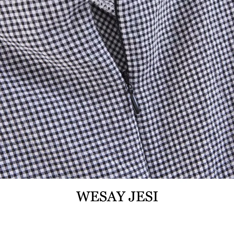 

WESAY JESI 2021 Summer Clothes For Women Top Female V-Neck Black And White Grid Slim Tanks Strap Camisole Vest Sexy Ladies Tops