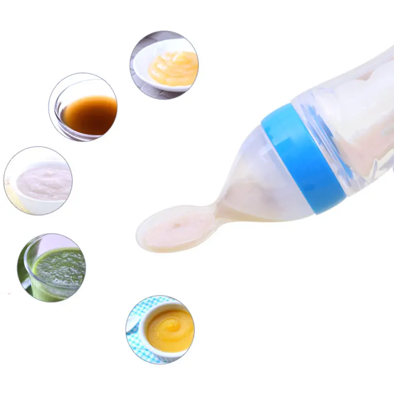 Botella de alimentaci&oacute;n segura para beb&eacute; reci&eacute;n nacido, cuchara de alimentaci&oacute;n de silicona para ni&ntilde;o peque&ntilde;o, botella de leche, alimentador de entrenamiento para beb&eacute;, suplemento alimenticio, 90ML-3