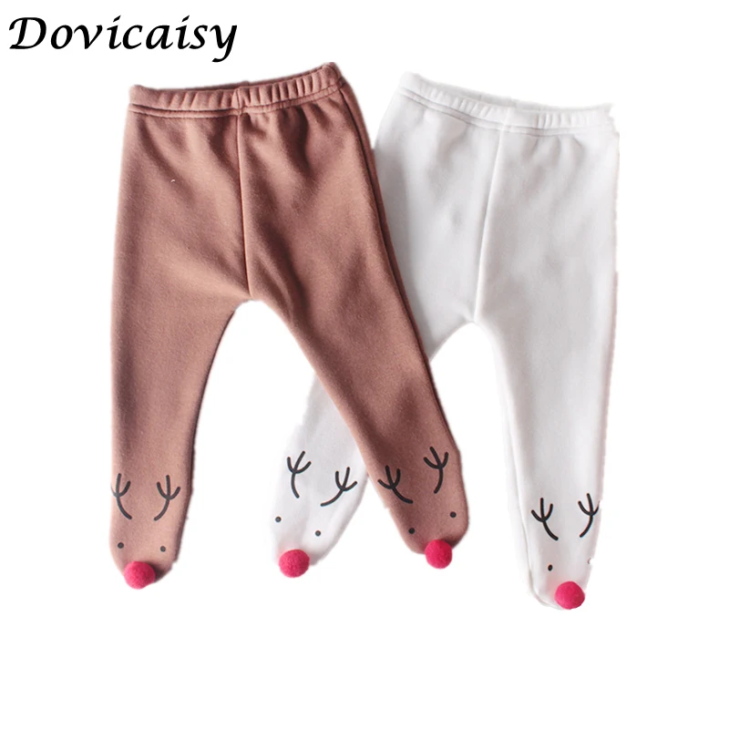 Рождественские Леггинсы для малышей Зимние Колготки с рисунком оленя маленьких