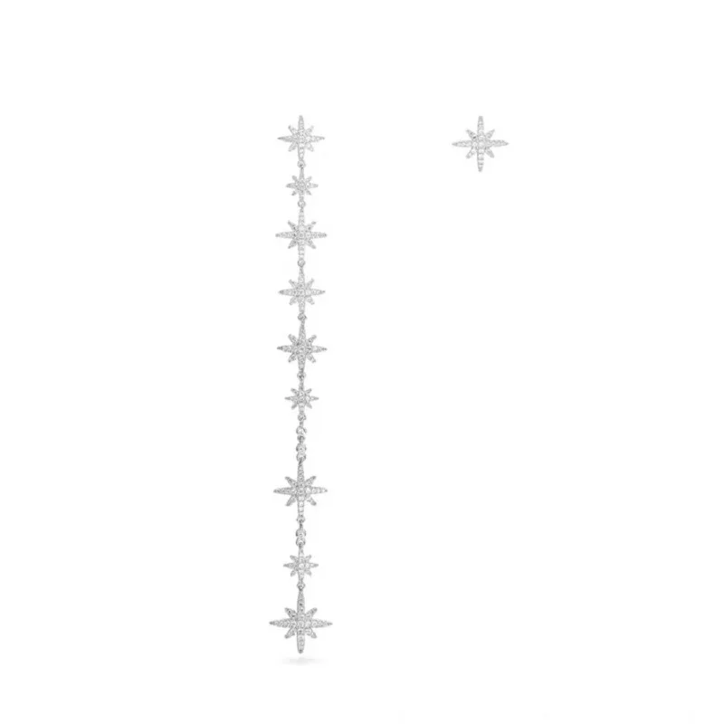 

Fashion Classic David Star Long Asymmetric Female Earrings Luxury Natural Zircon Dangle Earrings Women Party Jewelry Zk30