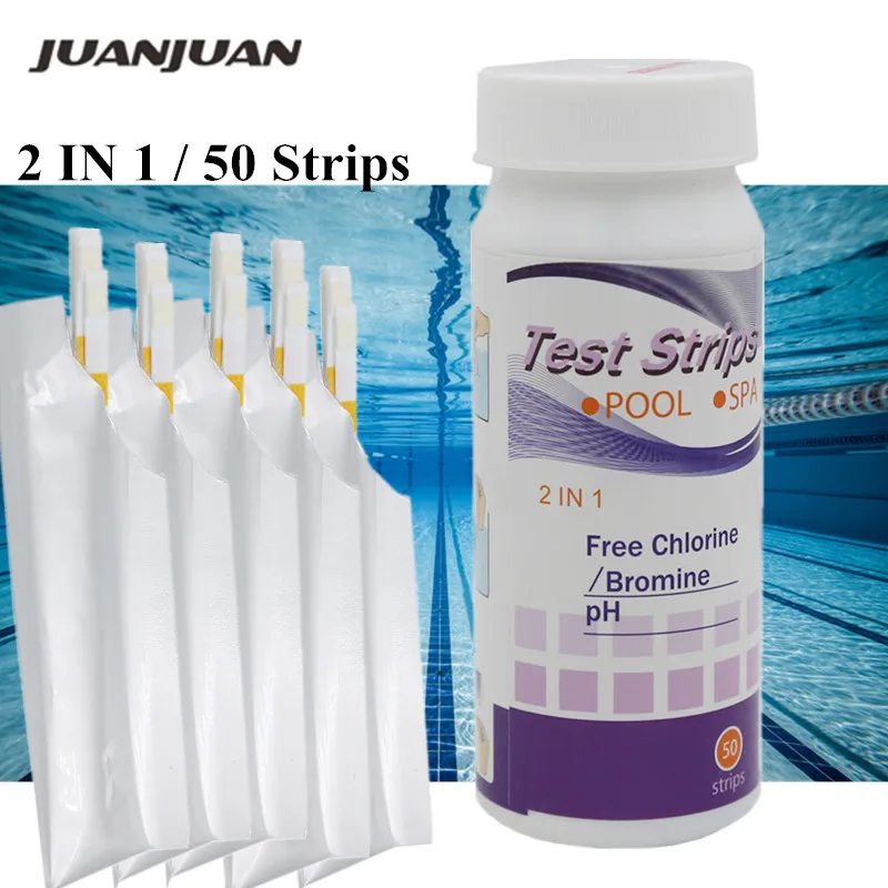 

2 in 1 Swimming Pool Spa Water Test Strips Alkaline Acid Free Chlorine Bromine PH paper tester Pool Cleaner Accessories 20%off