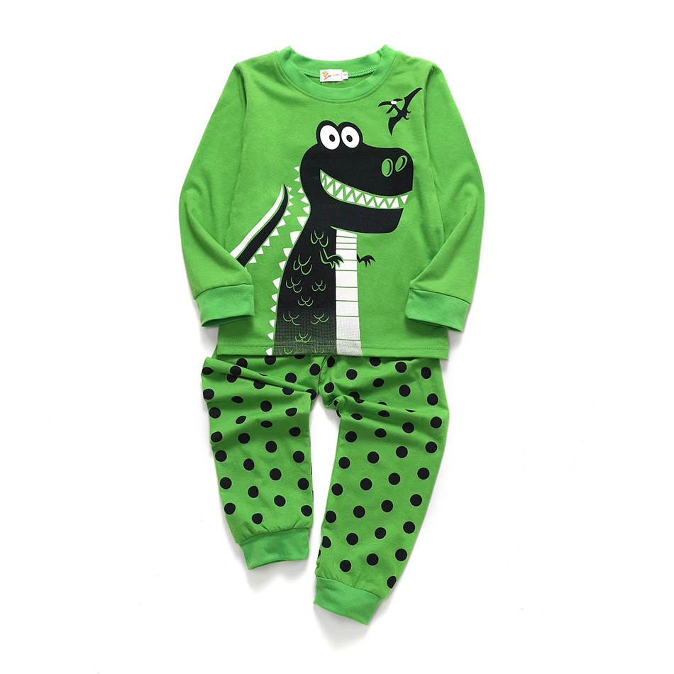 Детская зимняя пижама с длинным рукавом и принтом динозавра |