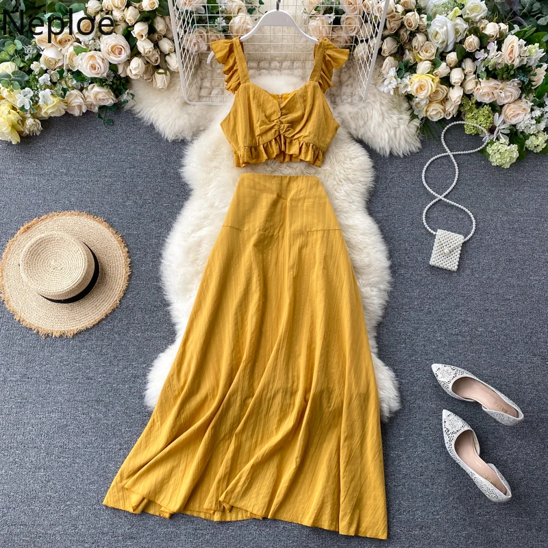 Женский костюм Neploe из 2 предметов короткий топ без рукавов с V-образным вырезом и