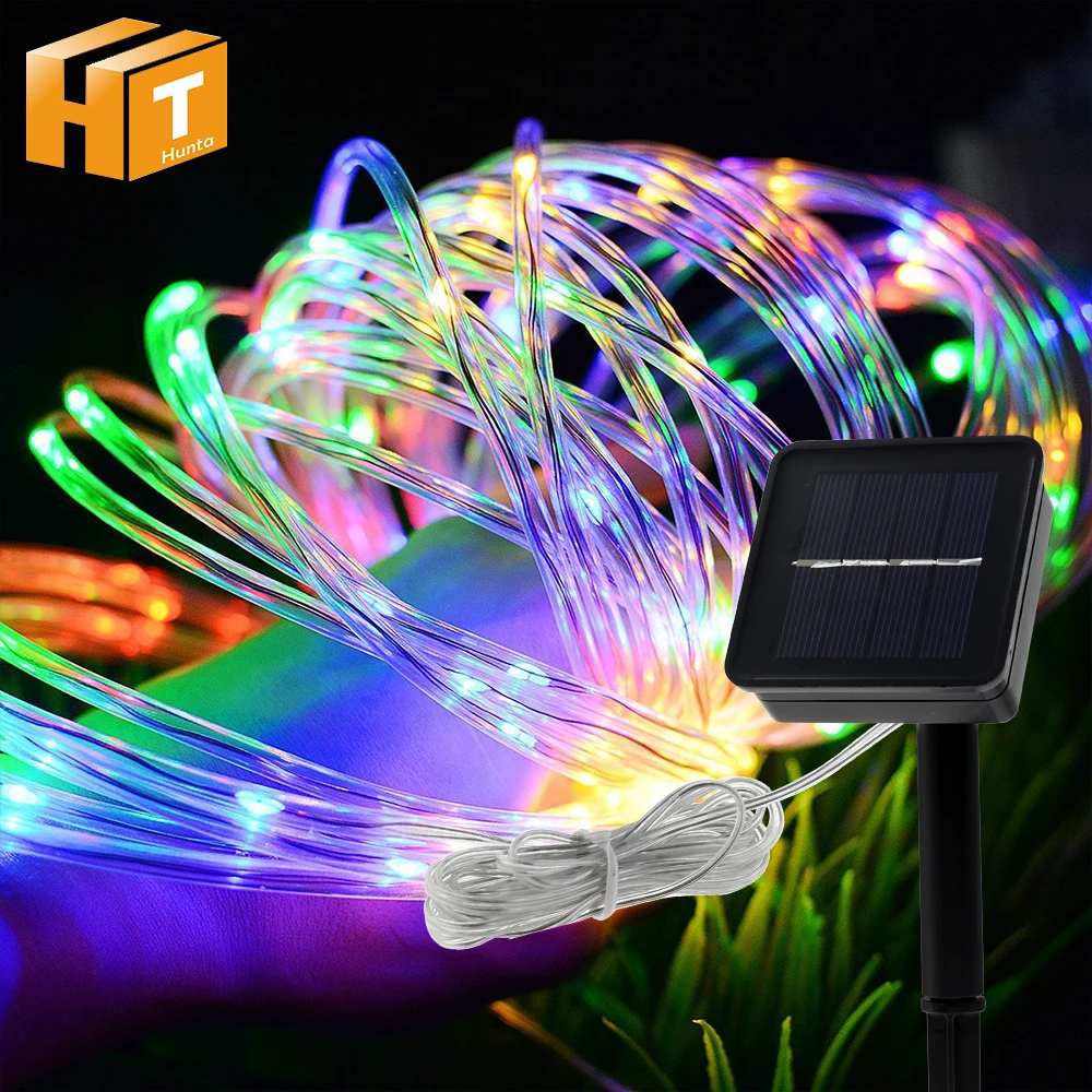 Водонепроницаемая уличная светодиодная гирлянда на солнечной батарее 10 м 100
