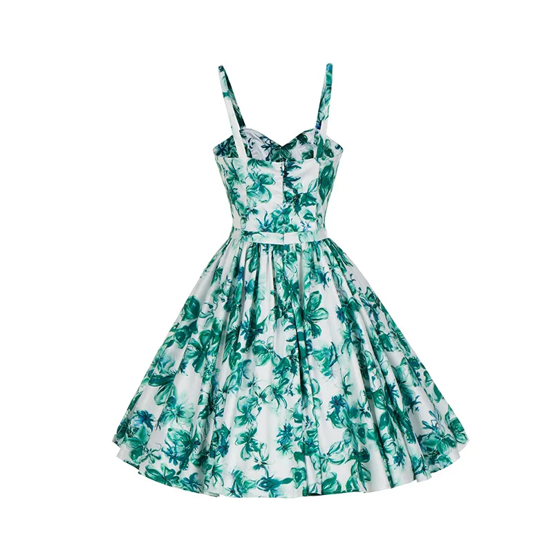 

Women Prairie Chic Floral Printed Summer Spaghetti Strap Dress Casual Sleeveless Swing Aline Party Dresses for Woman Clothes