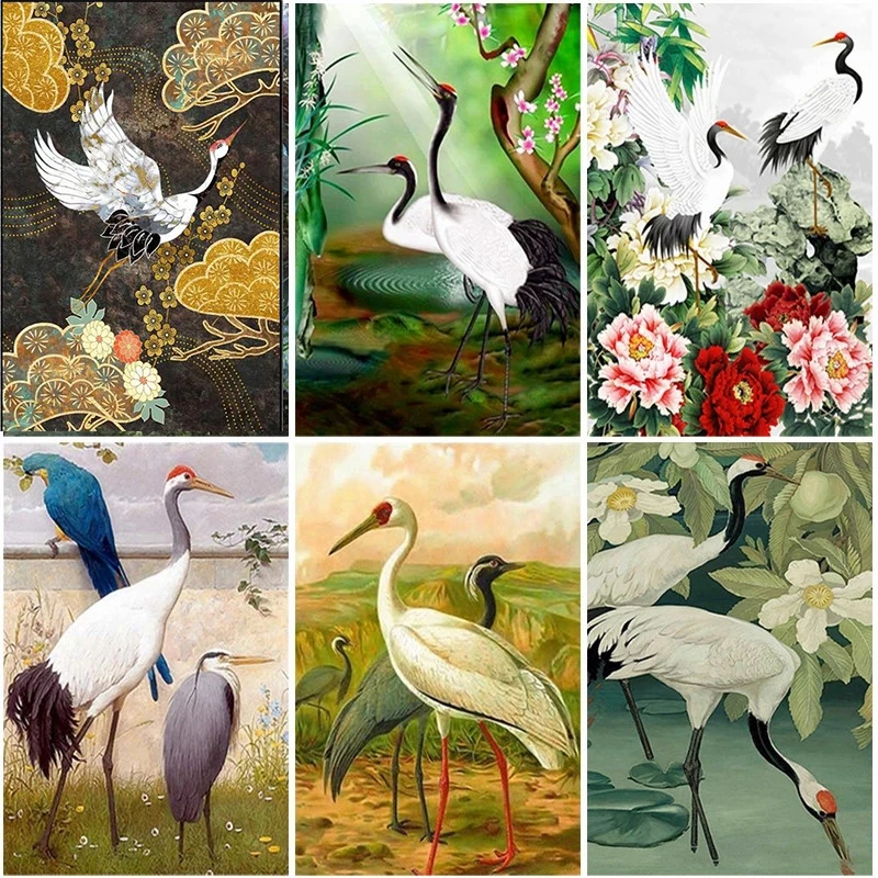 

5D Diy Diamond Painting Red-Crowned Crane Full Round Square Drill Embroidery Animal Mosaic Picture Cross Stitch Kits Home Decor