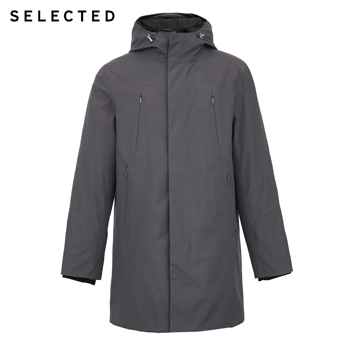 Парка мужская средней длины с капюшоном на утином пуху S | 419412561 Мужская одежда