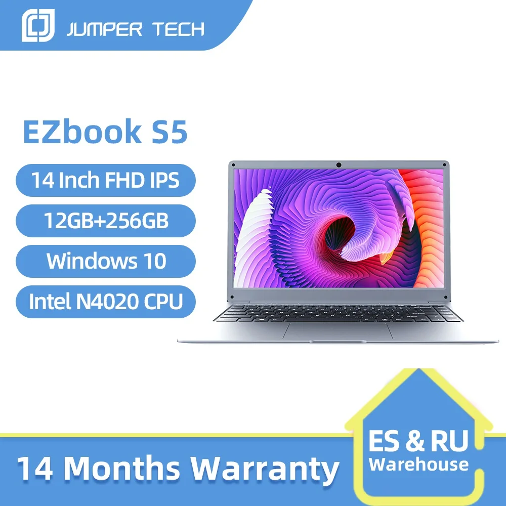 Get 2021 Jumper EZbook S5 14 Inch 12GB 256GB Laptop  1920*1080 IPS Screen Ultra Slim Notebook Intel Celeron Windows 10 Computer