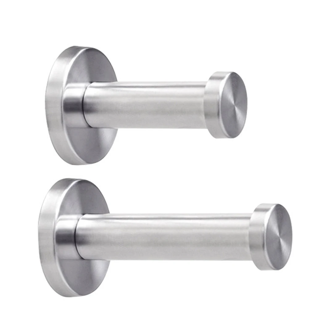 

Silver Utility Cylinder Strong Stainless Steel Bathroom Robe Wall Mount Coat Hook Towel
