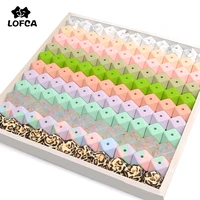 lofca 50pcs 17mm hexagon silicone beads for teething necklace pendant pacifier chain bpa free food grade silicone teething beads