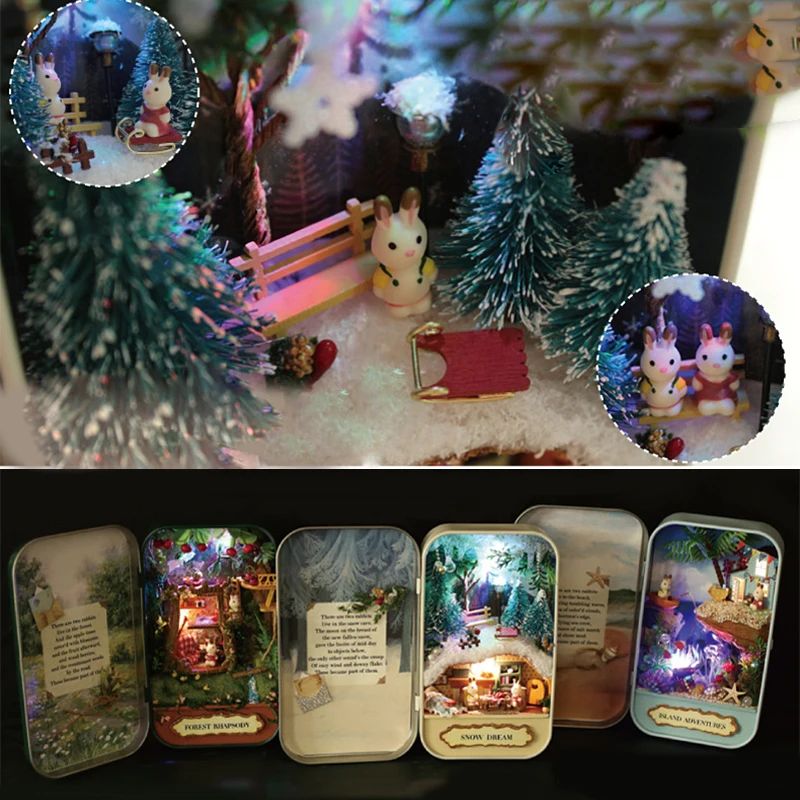 box theater dollhouses wooden doll house miniature home nostalgic theme dollhouse furniture accessories toys for kids free global shipping