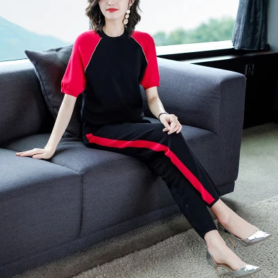 

Middle Aged Knit Pants 2 Piece Sets For Women Knitted Suit Casual Wholesale Clothing Women Set Sportswear Women's Tracksuits