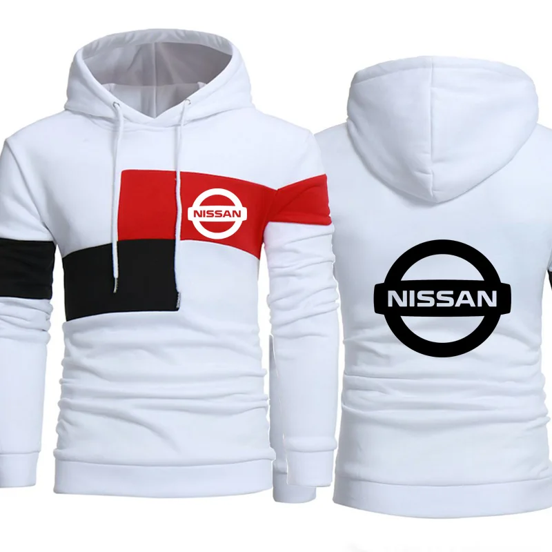 

Casual NISSAN Car Logo Printing Spring Autumn Fashion Men's hooded sweater Splicing Cotton High Quality Men's Sweatshirt