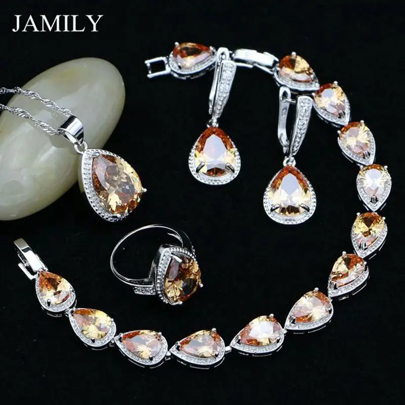 Комплект из колье серёг кольца и браслета серебра 925 пробы | Украшения аксессуары