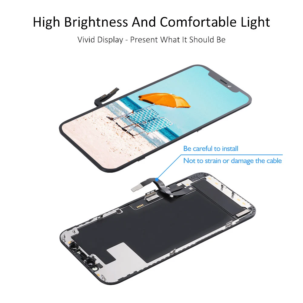 Pantalla t&aacute;ctil LCD de 6,1 pulgadas para m&oacute;vil, montaje de digitalizador de calidad OLED con marco sin p&iacute;xeles muertos, para iPhone 12, 12 Pro, 12 Pro, Max, 12 Mini-4