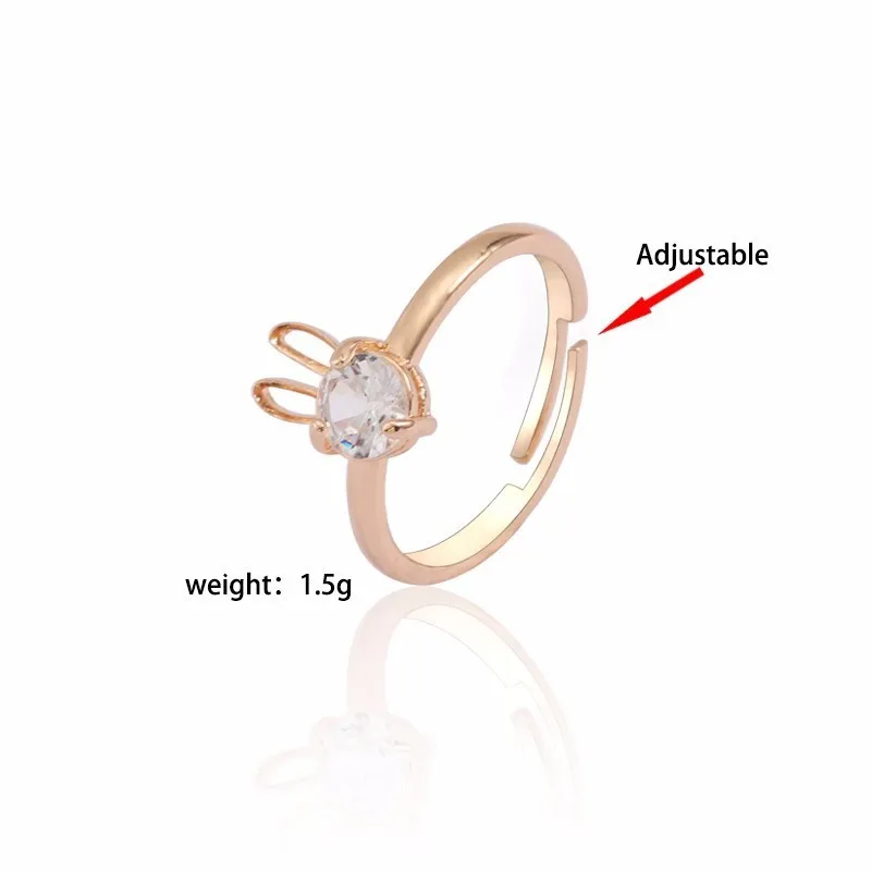 

Fashion Cute Women's Rhinestone Animal Ring Hip Hop White Crystal Bunny Ring Men's Jewelry Adjustable Cartoon Party Rings