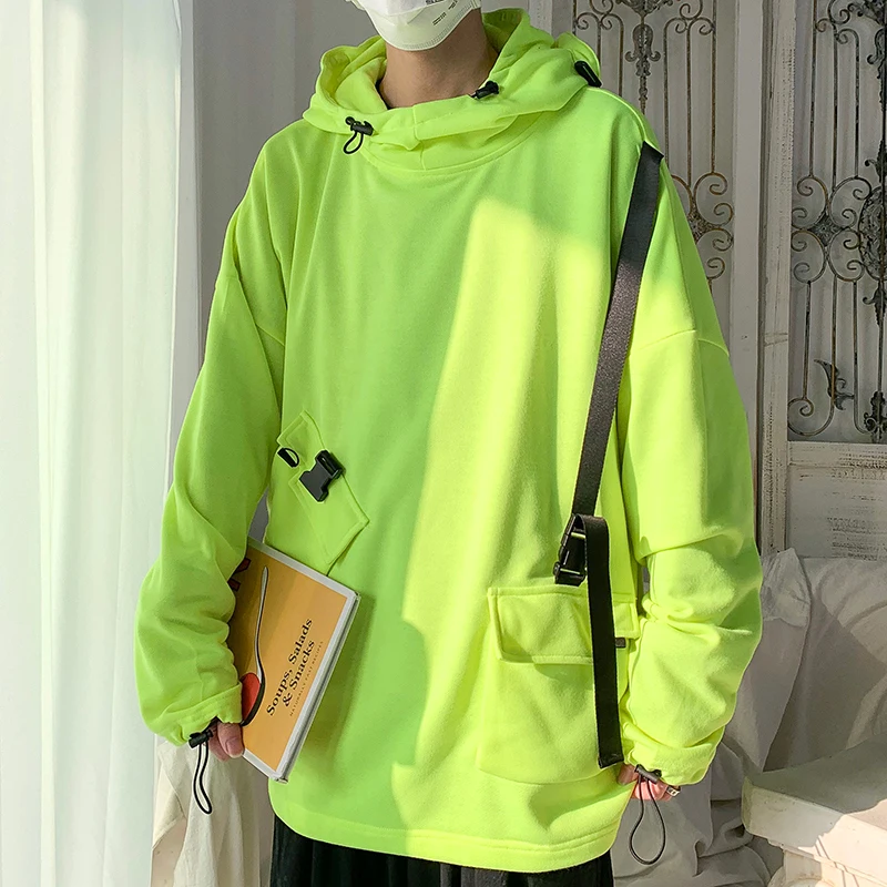 

2021 Men's Tide Clothes Hooded Hoodies Cotton Casual Coats Oversized Style Sweatshirts Streetwear 5 Color Pullover Size S-4XL