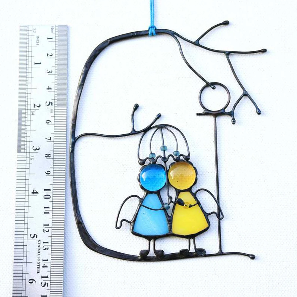 

Hangings Pendant Angel Couple Love Home Decor Cartoon Epoxy Couple Double Sided Valentines Day Indoor Art Window Pendant