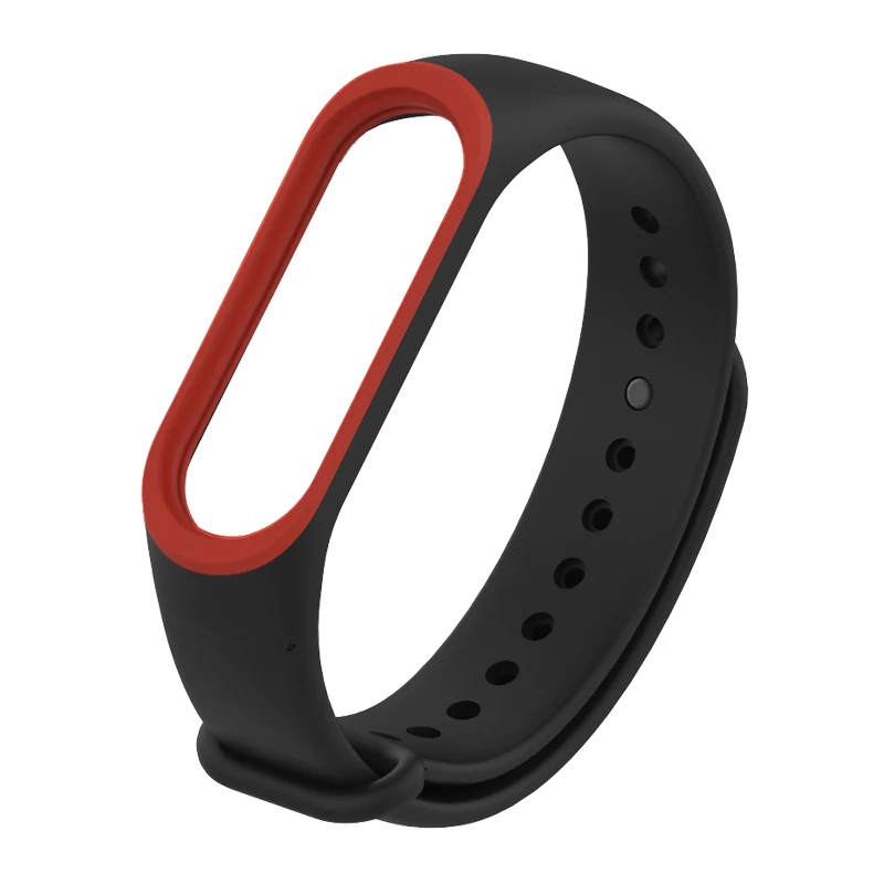 Для Xiaomi mi ремешок 4 ремешок силиконовый браслет для Xiaomi mi 4 аксессуары браслет mi Band 4 замена двойной цвет ремни - Цвет: black-red
