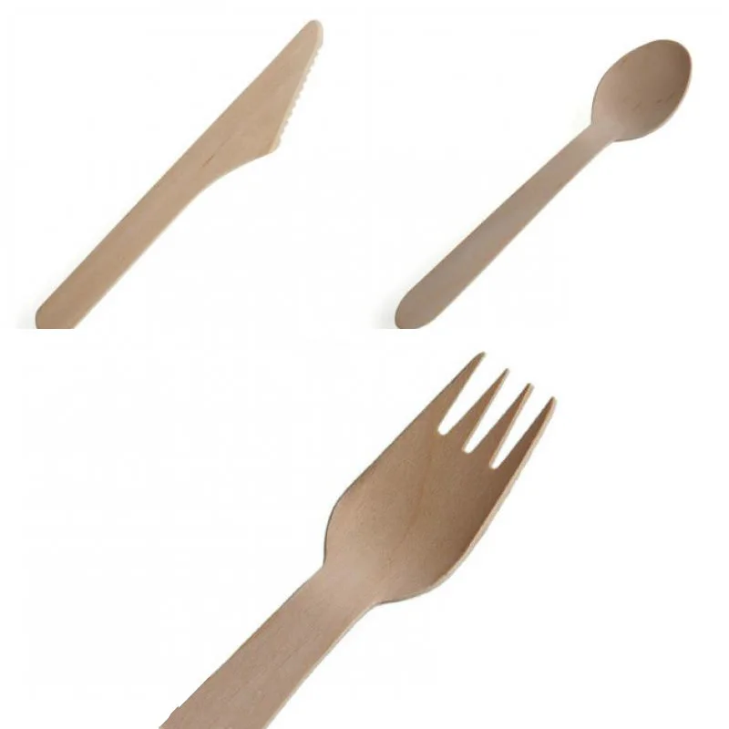 

10/100 pcs Disposable wood wooden utensils rustic wedding party party tableware set shower cutlery