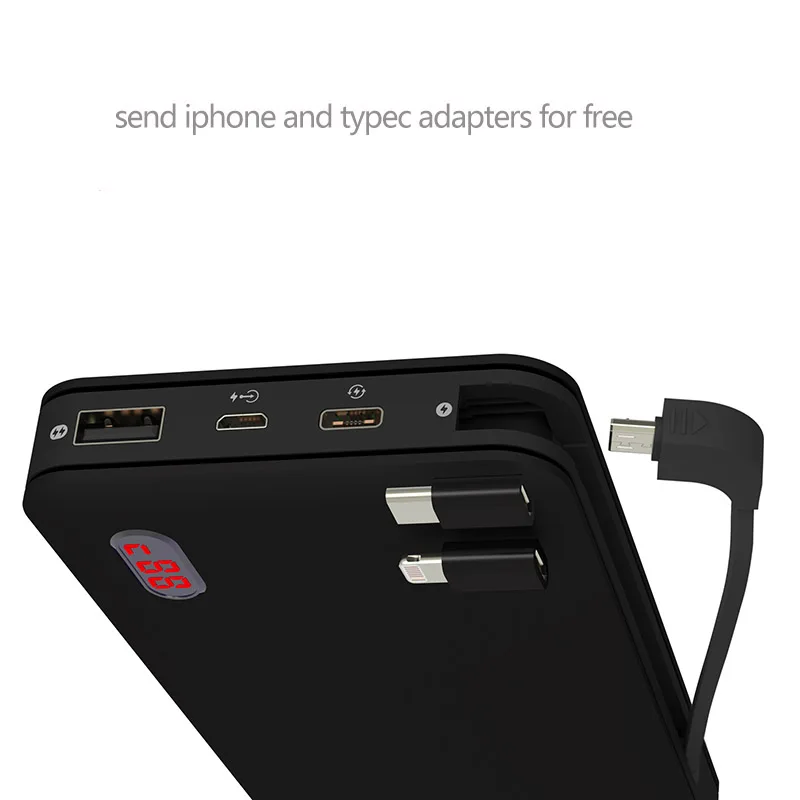 TUOSHIKE power Bank 20000 мАч светодиодный цифровой дисплей внешняя батарея для Iphone samsung Xiaomi huawei с кабелем портативный Банк питания