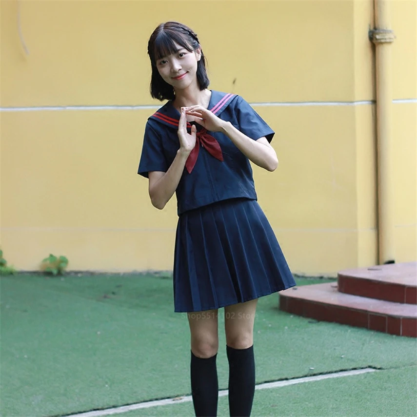 Матросский морской японский Kawaii школьная форма для девочек корейская мода