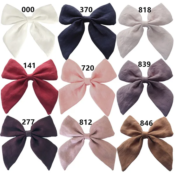 Linen 9 PCS Из хлопка и льна, банты, бутик волосы бант Заколки для волос в морском стиле лук заколки для волос для девочек Для женщин аксессуары для волос Головные уборы - Цвет: Linen 9 PCS