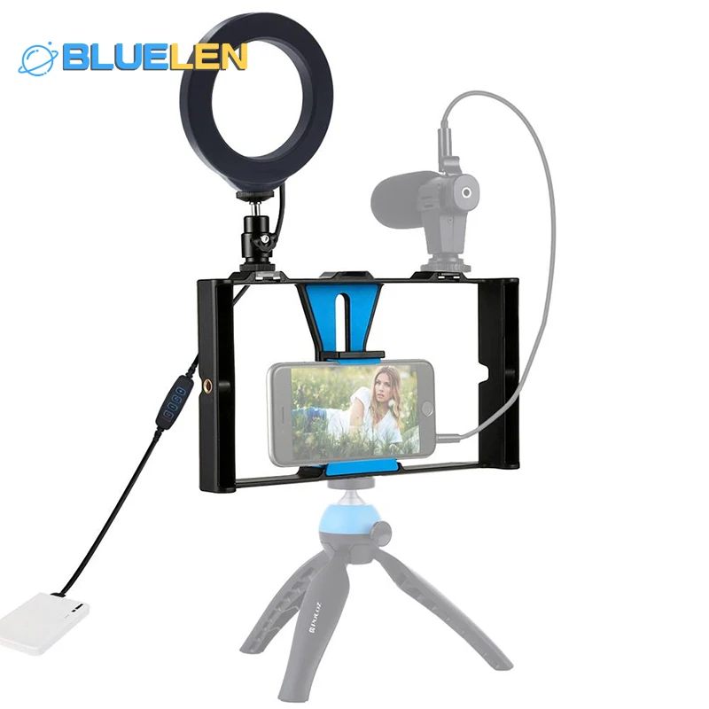 

4 в 1, осветительный прибор для съемки видео на смартфоне в режиме прямой трансляции + кольцевой светодиодный светильник для селфи 4,6 дюйма с ...