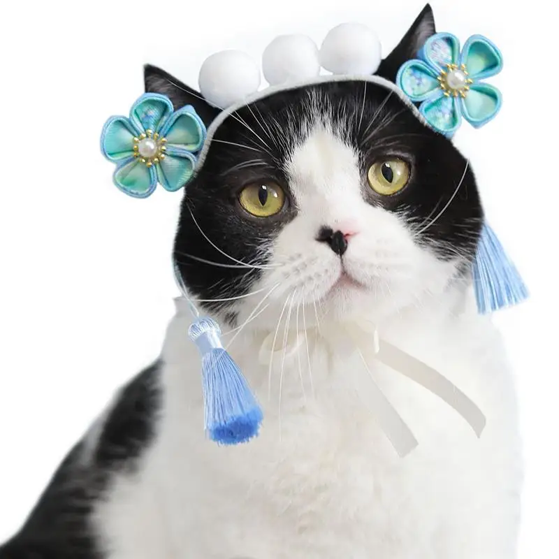 

1 шт. Pet праздничный костюм в китайском стиле Стиль головной убор для собаки любимчика Головные уборы шерсти домашних животных аксессуары дл...