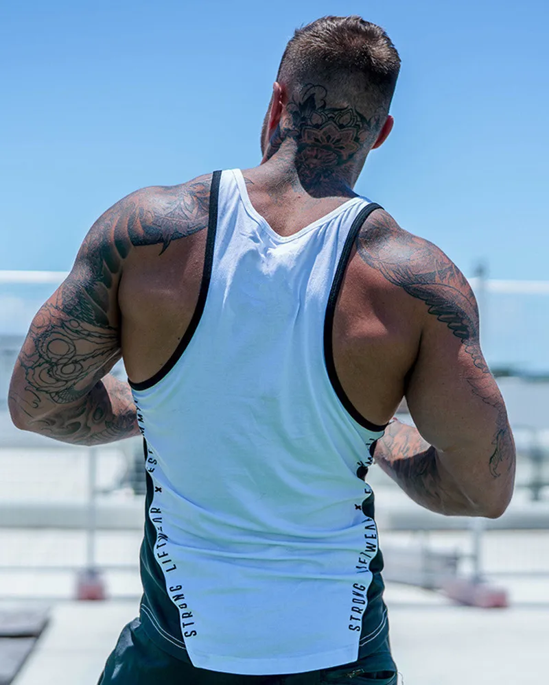 

Summer Men's Sleeveless Sports Vest Pure Cotton Fitness Running Training Vest Fashion Tide Brand Printed Vest