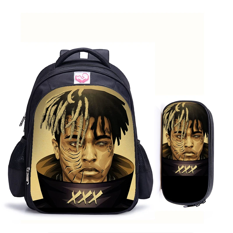 

16 дюймов, реперские кепки XXXTentacion школьная сумка для детей мальчиков рюкзак детей Школьные наборы карандашей, пенал для малышей школьный рюк...