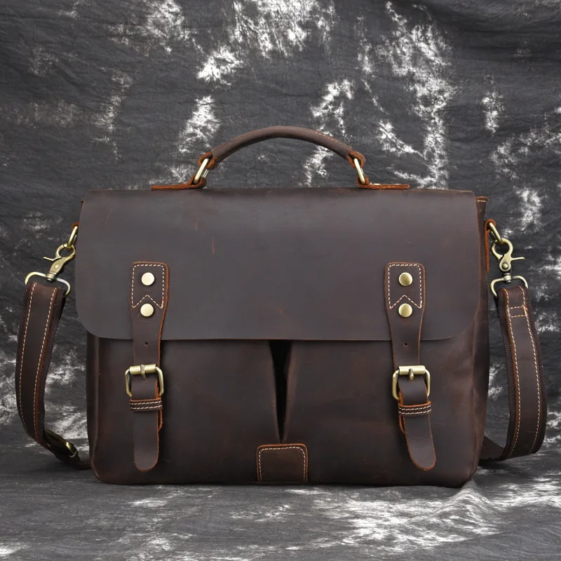 Crazy Horse, натуральная кожа, 14 дюймов, портфель, мужская сумка с верхней ручкой, сумка-тоут, мужские сумки через плечо, мужская сумка-мессенджер