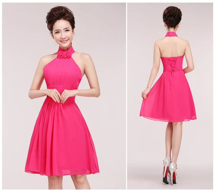 Женское Короткое платье подружки невесты robe de soiree элегантное полуофициальное с