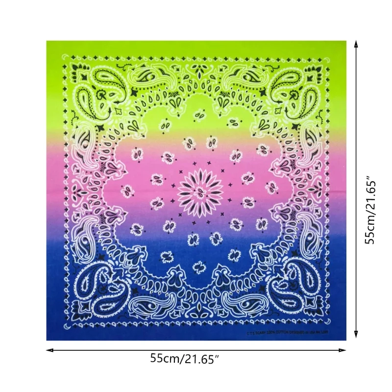 

6pcs Cotton Bandana Square Scarf Magic Turban Gradient Flower Hip-hop Headband