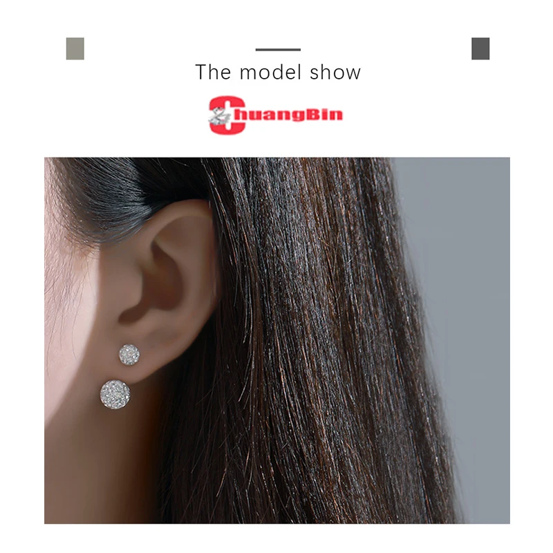 

100% real S925 Shambhala diamond ball double-sided sterling silver earrings jewelry female korean zircon rhinestone Ear Studs
