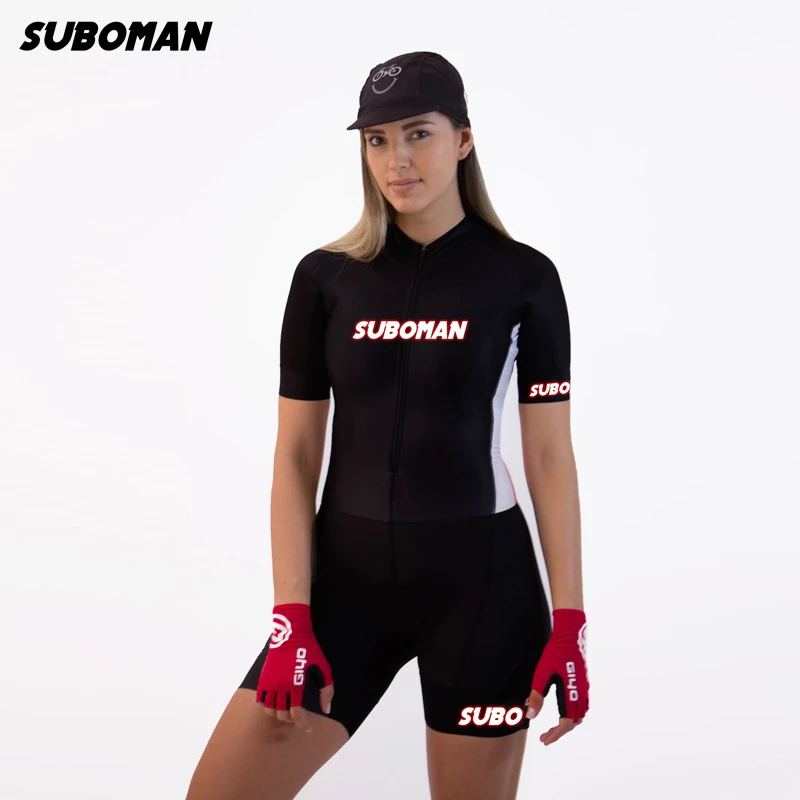 

2021 new suboman mtb Pro Team Triathlon Women's Cycling Jersey One Piece Jumpsuit bmx 19D Gel Pad Macaquinho Ciclismo Feminino