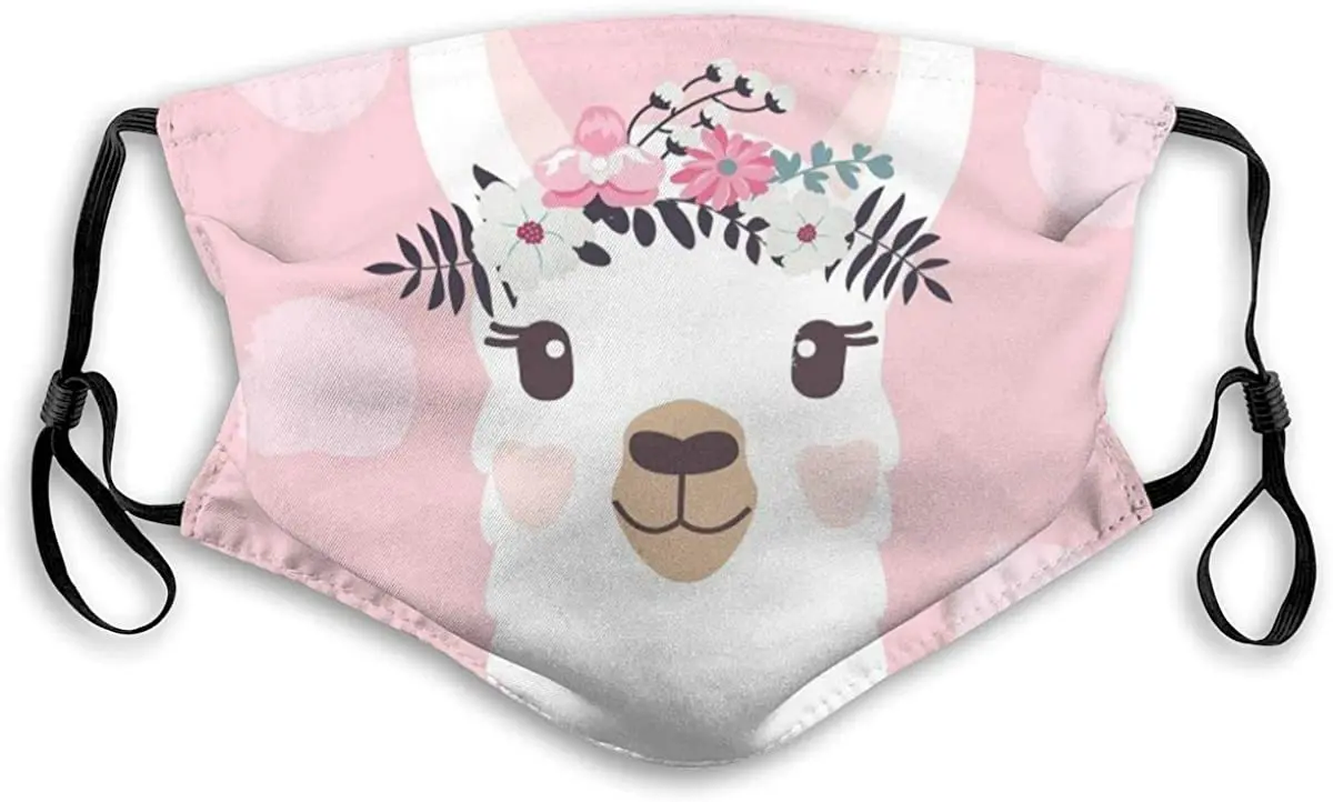 

Cute Alpaca Wearing A Wreath Bandana for Men Women Neck Gaiter Scarf Dust Wind Balaclava Headwear Dust Mask With Adjustable Ear