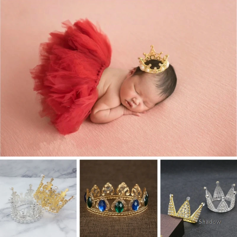 Новорожденный Подставки для фотографий Детские короны серебристого цвета с