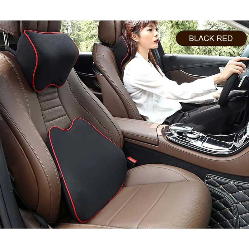 

Car Headrest Neck Pillow Set Cervical Memory Foam Seat Lumbar Support Four Seasons Interior Accessories Waist Head Protector