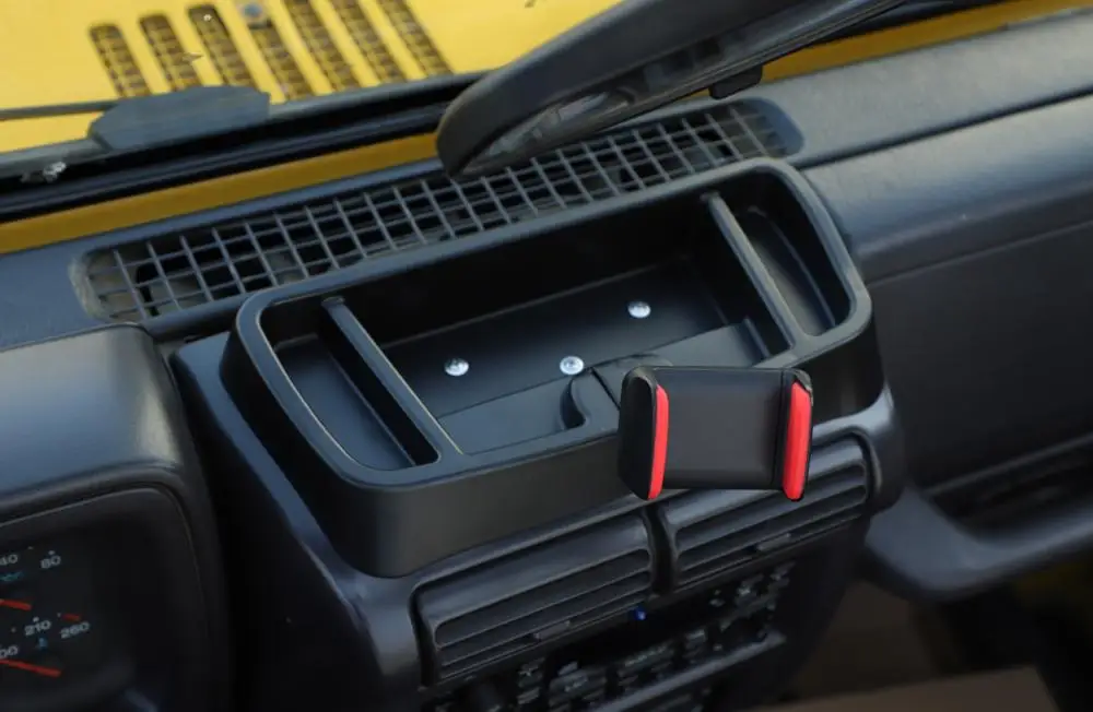 car center console gps navigation bracket phone holder for jeep wrangler tj 1997 2006 interior accessories abs black styling free global shipping