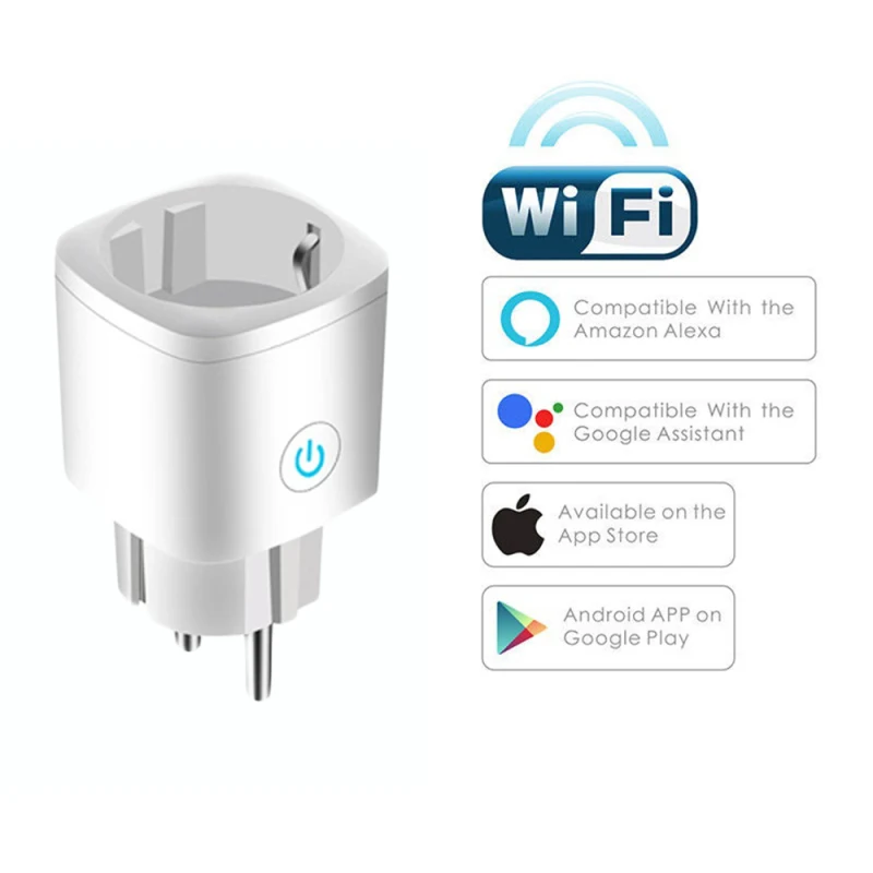 Смарт-разъем Wi-Fi розетка ЕС 16A Мощность монитор Функция времени Tuya приложения
