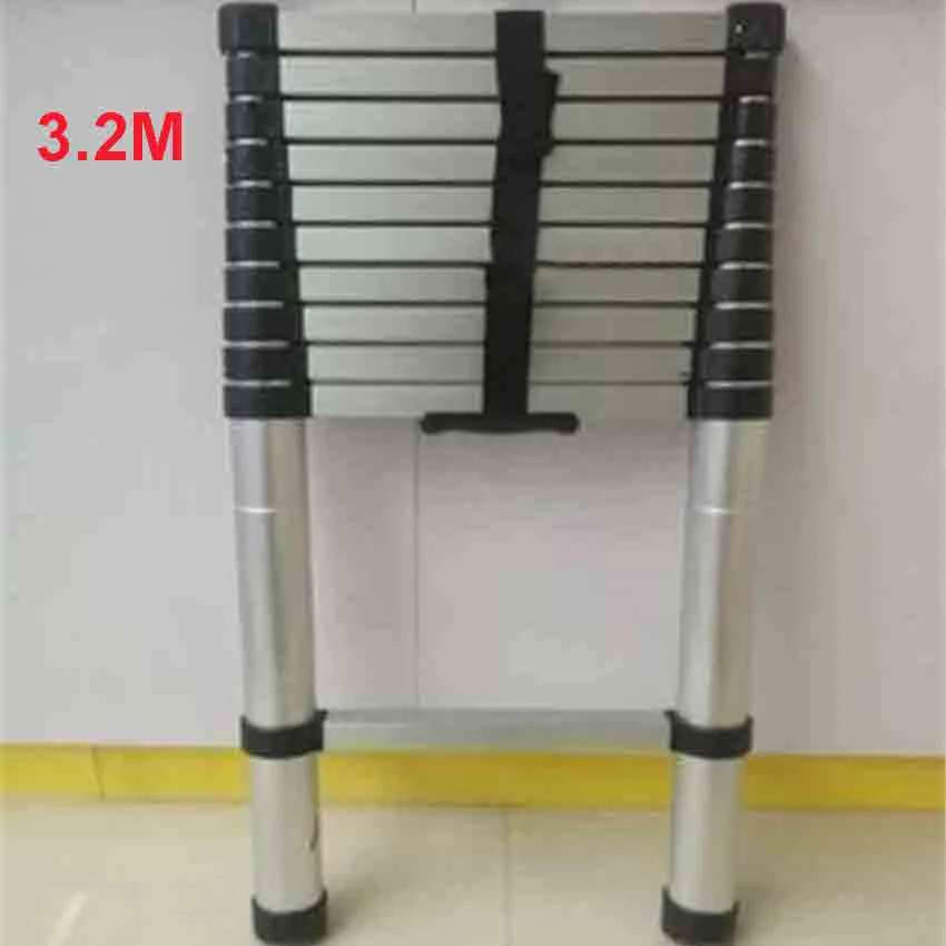 Portable Safety Extension Ladder Thick Aluminum Alloy Single-sided Straight Ladder Household 3.2 Meters 11-Step Ladder
