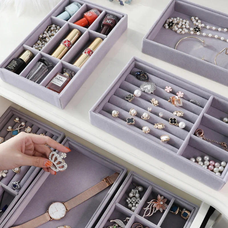 Органайзер для ювелирных изделий сделай сам серый ящик хранения колец браслетов