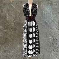 high quality 100silk womens dress retro polka dot sexy backless cocktai prom party holiday birthday party ladies evening dress