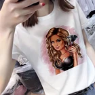 Женская одежда 2020, летняя тонкая футболка в стиле Харадзюку, привлекательная футболка с красивым принтом для макияжа, футболка для отдыха с коротким рукавом, уличная одежда, футболка