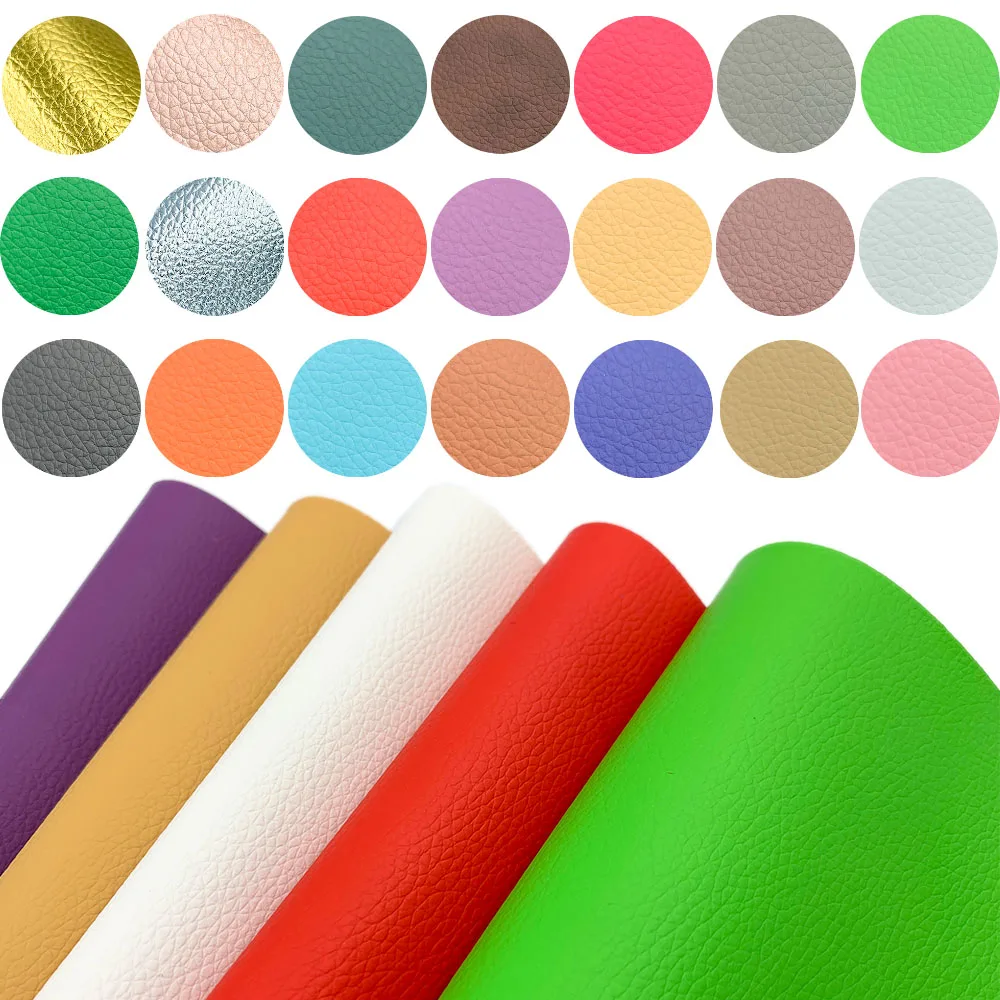 Litchi Printed PU Leatherette Vinyl Sewing Fabric  Leather  Earring Sewing Bag Clothing Sofa Car DIY Bow Material Sheet Roll