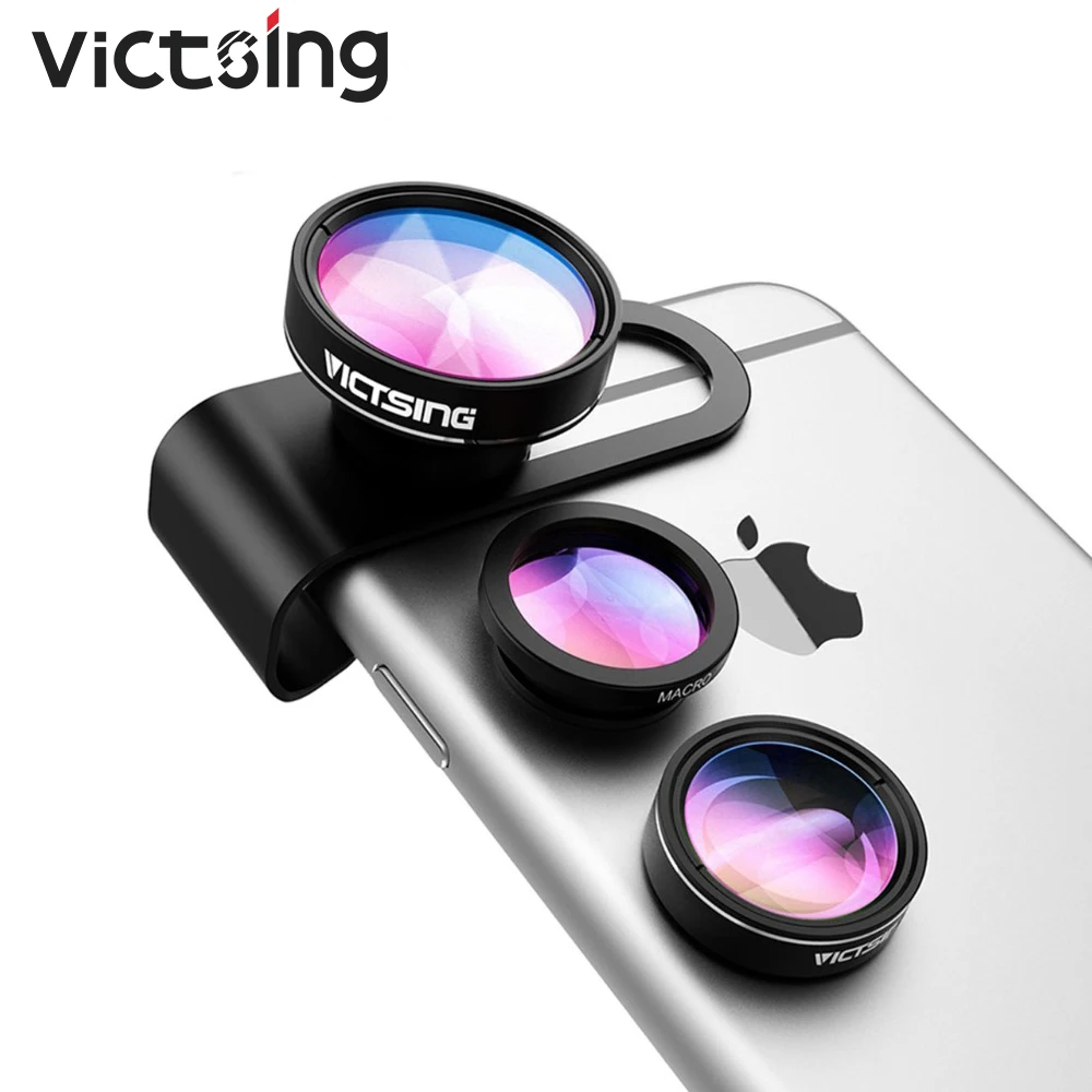 Комплект объективов VicTsing 3 в 1 для камеры телефона алюминиевый Объектив рыбий