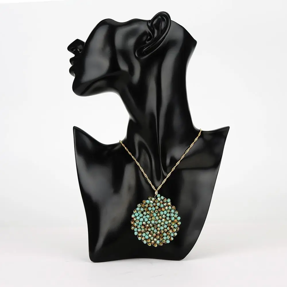Niumike женское ожерелье из кристаллов с круглым кулоном Слива Длинные ожерелья