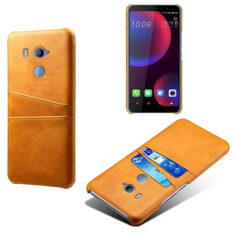 Роскошная Обложка на заднюю панель из искусственной кожи для htc D12 Plus U11 Plus U11 Eyes кошелек с отделениями для карт чехол для телефона для htc U11 Plus Eyes D12 Plus чехол - Цвет: Orange