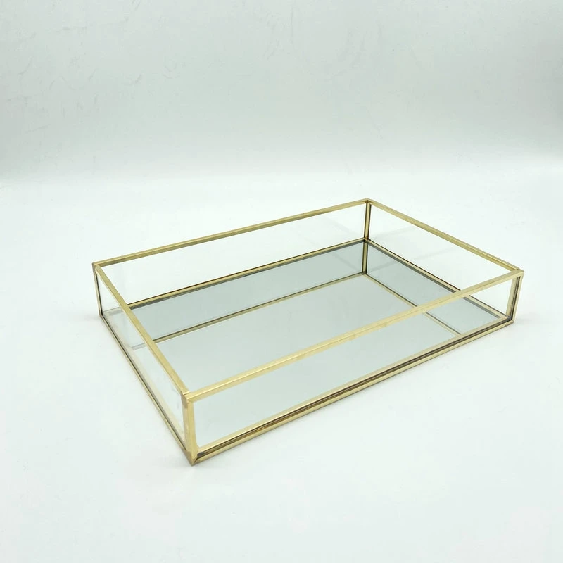 Скандинавский Ретро ящик для хранения поднос Золотой прямоугольный стеклянный